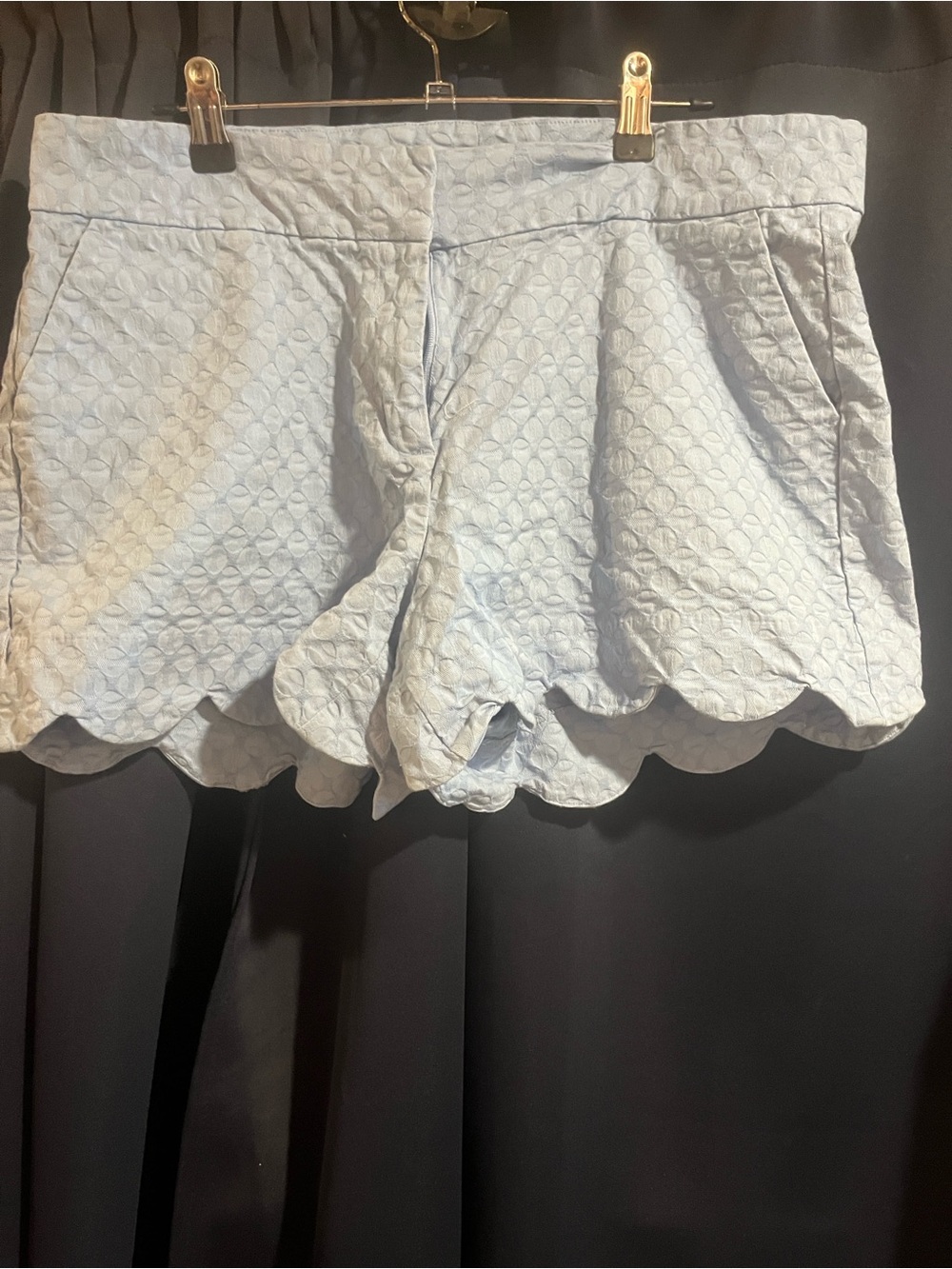 crown & ivy Pale Blue Scallop Hem Athletic Shorts